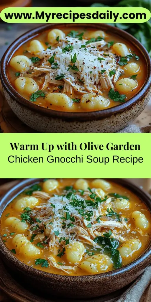 Warm up your evenings with this comforting Olive Garden Chicken Gnocchi Soup, a beloved classic that combines creamy goodness with tender chicken, pillowy gnocchi, and fresh vegetables. Perfect for chilly nights or family gatherings, this easy recipe can be made in under an hour, making it accessible for busy cooks. With fresh ingredients and a straightforward approach, you’ll create a delicious dish that rivals your favorite Italian restaurant. Perfect for cozy nights at home!