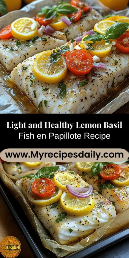Discover the vibrant flavors of Lemon Basil Fish en Papillote, a delightful dish that beautifully marries fresh ingredients and a visually stunning presentation. This cooking method, involving wrapping fish in parchment paper, ensures a tender, flavorful, and healthy meal with minimal cleanup. Perfect for any occasion, this easy recipe showcases seasonal produce like fish, lemons, and basil, making it a nutritious choice that's sure to impress family and friends. Enjoy the delicious flavors and health benefits today!