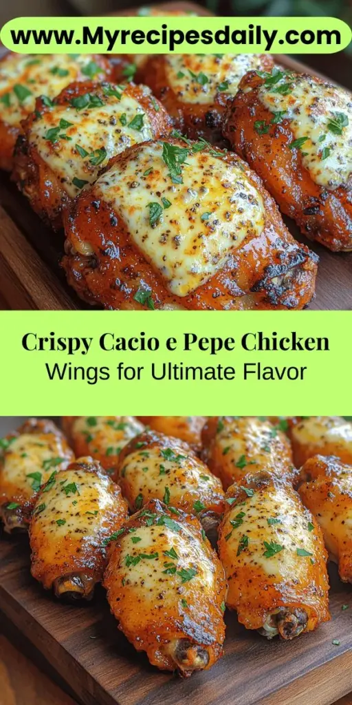 Experience the delightful fusion of Italian and American cuisine with Cacio e Pepe Chicken Wings! This innovative recipe transforms the classic Roman pasta dish into crispy, flavorful wings coated in a creamy, peppery sauce. Perfect for gatherings, game days, or cozy dinners, these wings are a crowd-pleaser. With simple ingredients and easy preparation steps, you can create a mouthwatering dish that brings comfort and elegance to your table. Indulge in this tasty culinary adventure!