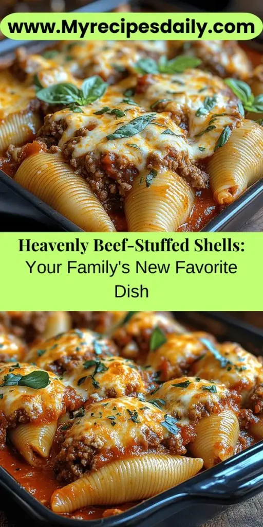 Discover the ultimate comfort food with heavenly beef-stuffed shells! This delightful dish features jumbo pasta shells filled with a savory mixture of ground beef, creamy cheeses, and aromatic herbs, all topped with rich marinara sauce. Perfect for family dinners or gatherings, these stuffed shells evoke warmth and nostalgia, making every bite a comforting experience. Explore the easy step-by-step instructions and customizable options to make this recipe your own!