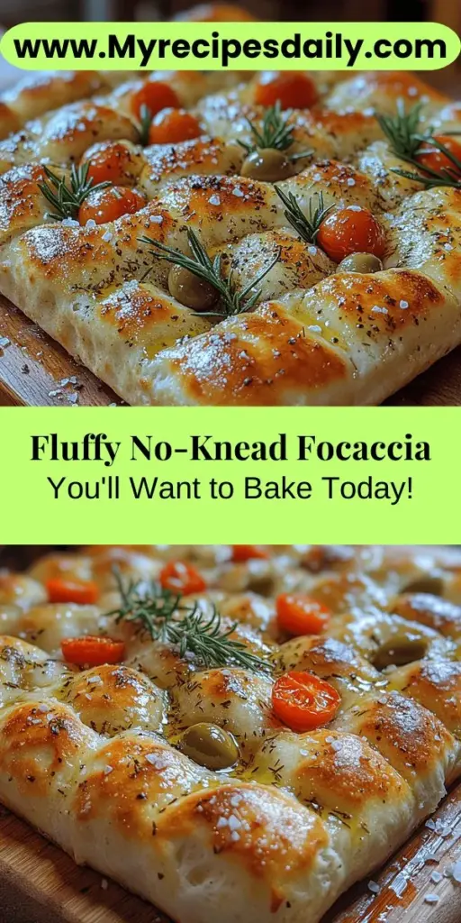 Discover the joy of baking with this Fluffy No-Knead Focaccia Bread recipe! This Italian flatbread is known for its crispy crust and airy interior, making it perfect for any meal or as a flavorful snack on its own. With minimal effort required, you can create a delicious focaccia using simple ingredients like all-purpose flour, olive oil, and fresh herbs. Experiment with various toppings to customize your loaf and impress your family and friends with this delightful homemade treat. Enjoy the wonderful aroma and taste that comes from your own kitchen!