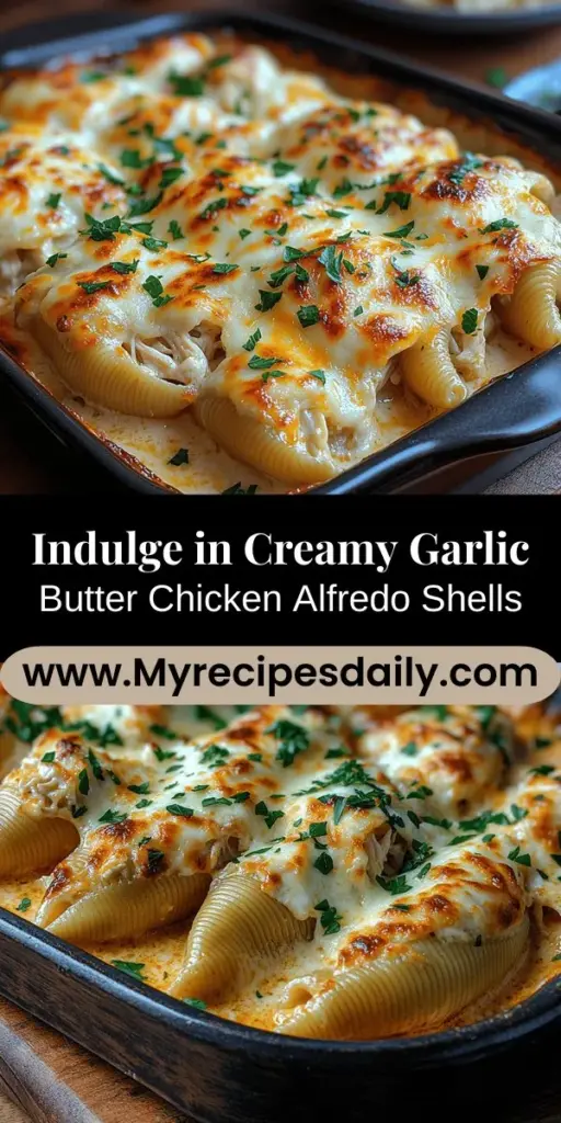 Discover the comforting delight of Creamy Garlic Butter Chicken Alfredo Stuffed Shells – the perfect recipe that brings family and friends together! This indulgent dish features tender jumbo pasta shells filled with succulent chicken, a rich garlic butter Alfredo sauce, and creamy cheeses. Easy to make and flexible for various tastes, it's an impressive option for any gathering. Get ready to enjoy a warm, satisfying meal that promises to leave everyone asking for more!