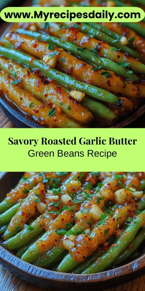 Discover the irresistible Roasted Garlic Butter Green Beans, a savory side dish that transforms the humble green bean into a delectable accompaniment for any meal. This recipe combines fresh green beans with creamy unsalted butter and aromatic roasted garlic, creating a flavor-packed experience. Easy to make and loaded with nutrients, these green beans are perfect for weeknight dinners or festive gatherings. Impress your family and friends with this deliciously simple and healthy dish.