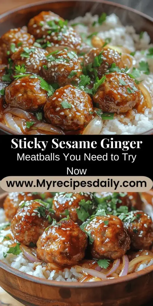 Discover the irresistible flavor of Sticky Sesame Ginger Meatballs with this easy recipe! Featuring a blend of ground chicken or turkey, fresh ginger, garlic, and a sticky sauce that balances sweet and savory notes, these meatballs are a hit for any occasion. Serve them as an appetizer, over rice, or tossed in a salad for a nutritious meal. Perfect for meal prep and highly adaptable to suit your taste, this dish is sure to impress family and friends alike!