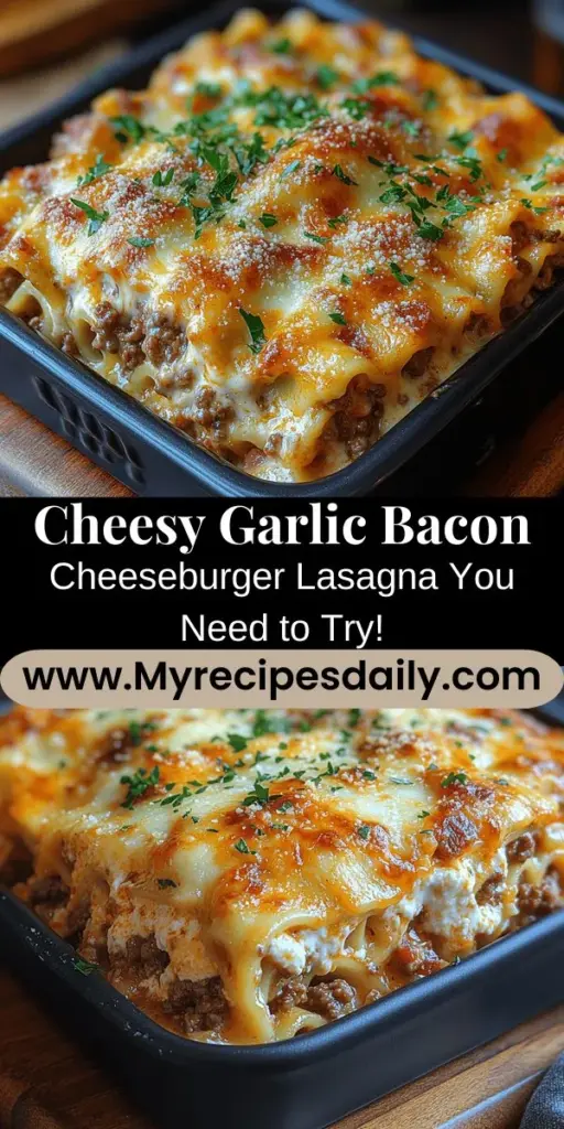 Discover the ultimate comfort food with the Parmesan Garlic Bacon Cheeseburger Lasagna! This mouthwatering dish combines the best of both worlds, merging cheesy lasagna layers with juicy hamburger flavors and crispy bacon. Perfect for gatherings, each hearty bite balances savory, creamy, and crunchy textures, ensuring your meal will be a hit. Follow our easy, step-by-step guide to create a visually stunning and utterly delicious dish that will leave everyone asking for seconds!