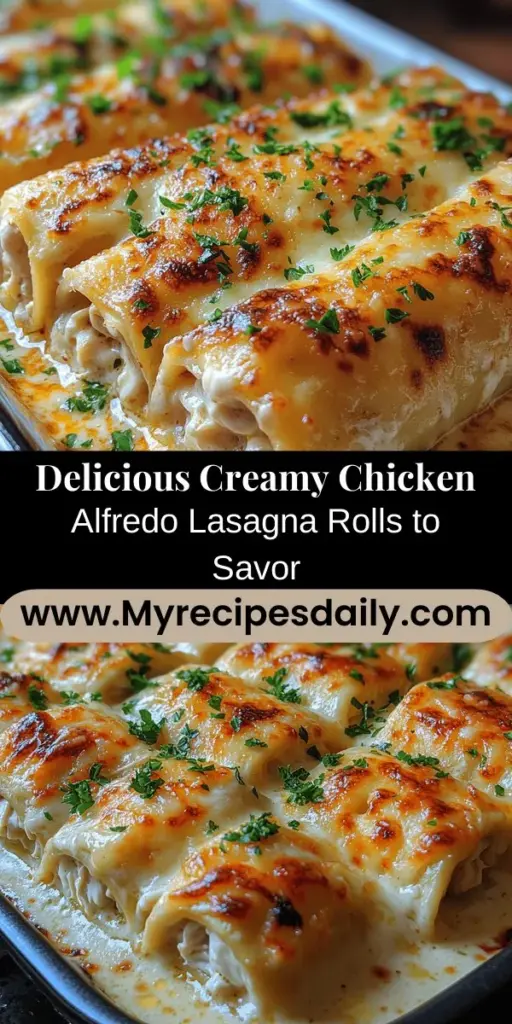 Discover a delicious twist on classic comfort food with Creamy Chicken Alfredo Lasagna Rolls. These portable, easy-to-serve rolls combine tender pasta, shredded chicken, creamy Alfredo sauce, and a medley of cheeses for a dish that’s both eye-catching and satisfying. Perfect for family dinners or entertaining guests, this recipe takes the best of lasagna and presents it in a fun, flavorful way. Follow our step-by-step guide to create this creamy delight that's sure to impress!