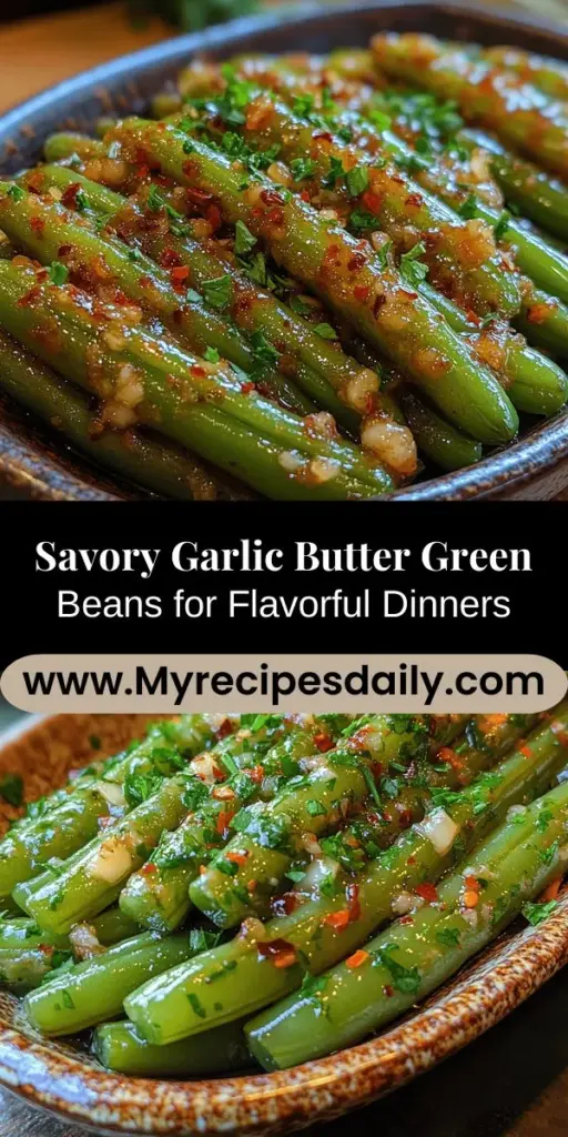 Discover the delightful simplicity of savory garlic butter green beans, the perfect side dish for any meal. These vibrant green beans are sautéed in rich, buttery garlic sauce and finished with a splash of lemon for a burst of flavor. Not only are they easy to prepare, but they also pack a nutritional punch with vitamins and fiber. Whether paired with grilled meats or served alongside vegetarian options, this dish transforms your dinner into a gourmet experience. Ideal for both busy weeknights and special occasions, savory garlic butter green beans are sure to impress!