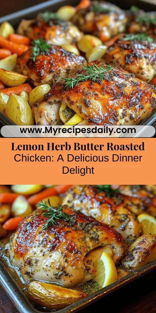 Discover the ultimate comfort food with our Lemon Herb Butter Roasted Chicken recipe. This dish combines juicy chicken with fresh herbs and zesty lemon, all enveloped in rich butter for a flavor that's hard to resist. Perfect for family dinners or special occasions, it's easy to prepare and visually stunning. Accompanied by caramelized onions, carrots, and potatoes, this one-pan meal is not only delicious but also makes cleanup a breeze. Impress your loved ones with this heartwarming dish!