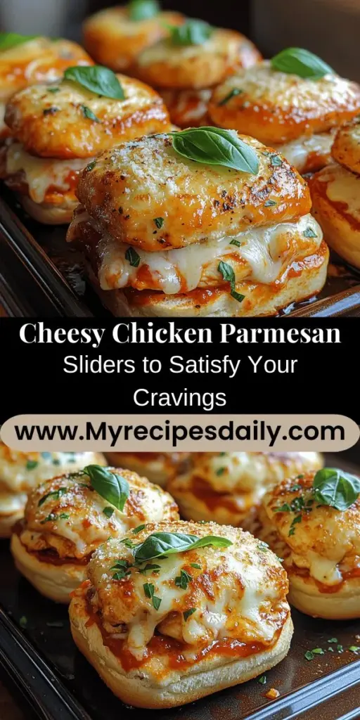 Discover the ultimate comfort food with these Cheesy Chicken Parmesan Sliders! Perfect for any gathering or family dinner, these sliders combine juicy chicken, rich marinara sauce, and gooey melted cheese, all nestled in a soft bun. Easy to prepare and ideal for sharing, they invite creativity and personalization to suit every palate. Whether you're looking to impress guests or enjoy a satisfying meal at home, these sliders are a delightful fusion of flavors that everyone will love.