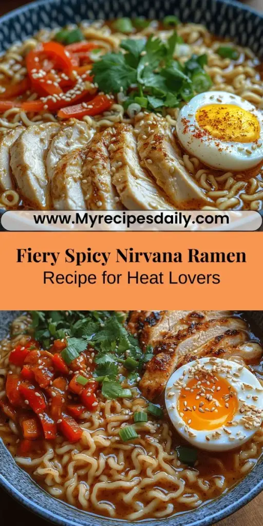 Discover the bold flavors of Spicy Nirvana Ramen, a delightful fusion of convenience and culinary adventure. This recipe features instant ramen noodles paired with a rich, spicy broth, succulent chicken, and a creamy garlic sauce that ignites your taste buds. Perfect for any night, it embraces the essence of traditional ramen while allowing for creative variations. Dive into this comforting dish that balances heat and flavor, making every bite a satisfying experience.