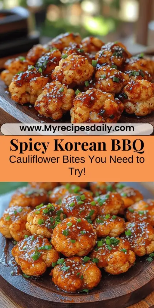 Discover the deliciousness of Spicy Korean BBQ Cauliflower Bites, a plant-based treat that combines bold flavors and crispy textures. Perfect as an appetizer or snack, these tasty bites are coated in a spicy glaze featuring Gochujang, soy sauce, and honey (or maple syrup). With easy preparation steps, this recipe is gluten-free adaptable, making it ideal for everyone. Enjoy a healthy, flavorful alternative that will impress at gatherings or any meal.