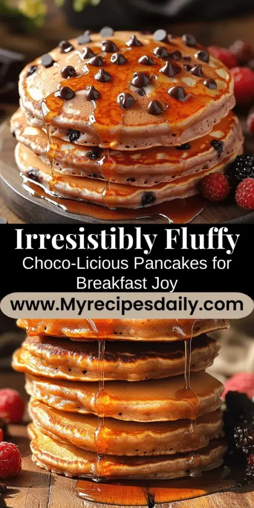 Indulge in the ultimate breakfast treat with our Choco-Licious Fluffy Pancakes! This easy recipe combines light and airy textures with the rich taste of semi-sweet chocolate chips, making every bite a delightful experience. Perfect for special occasions or leisurely weekends, these versatile pancakes can be topped with maple syrup, fresh fruits, or whipped cream. Follow our simple steps to create fluffy perfection and elevate your mornings with a sweet twist on a classic favorite. Enjoy deliciousness in every bite!