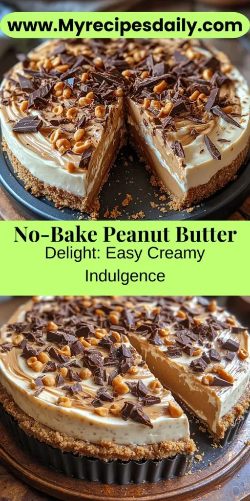 Indulge in the creamy goodness of a no-bake dessert with this Creamy No-Bake Peanut Butter Delight. Featuring a buttery graham cracker crust and a luscious filling made from smooth peanut butter and cream cheese, this treat is perfect for any occasion. It's easy to prepare and requires no oven, making it a great choice for warm weather or last-minute gatherings. Top it off with chocolate shavings or whipped cream for an elegant finish. Enjoy a decadent experience that will impress everyone!