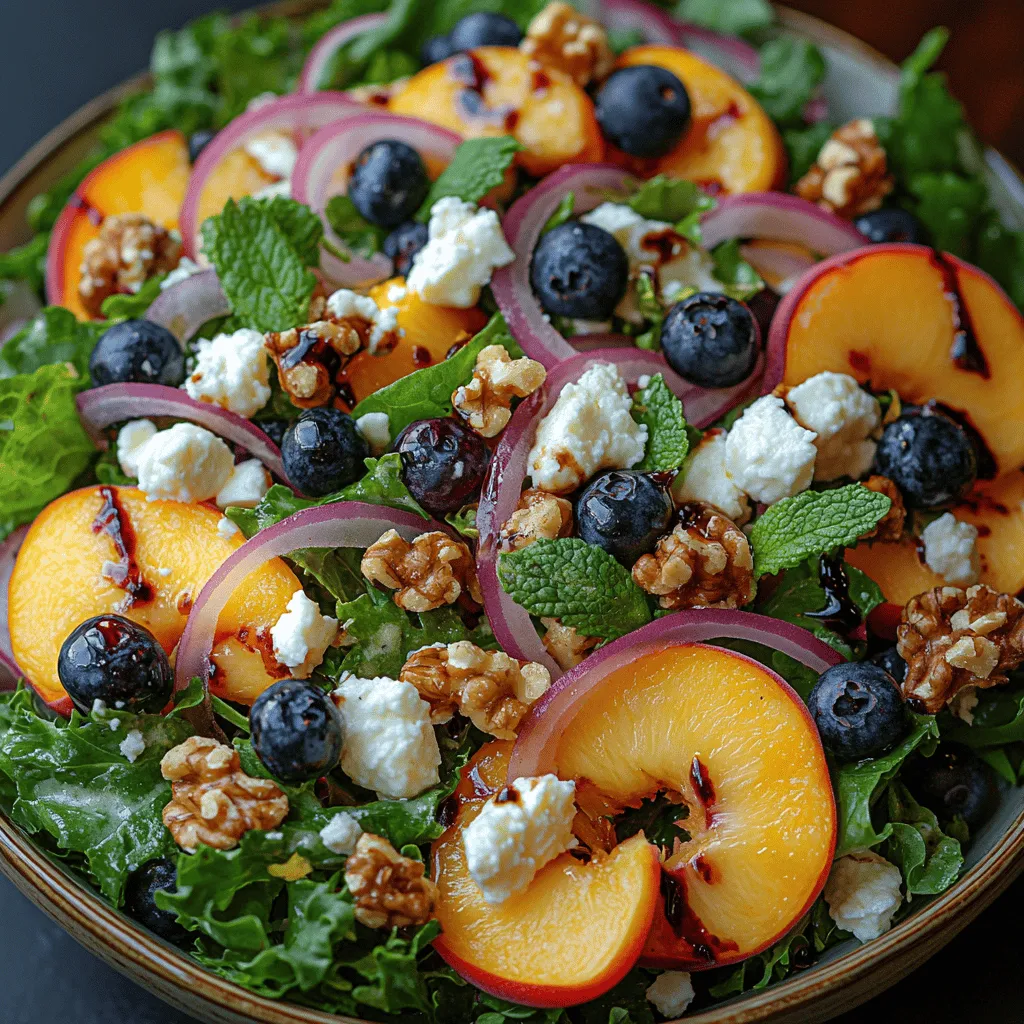 Incorporating seasonal ingredients into your meals is one of the best ways to ensure that you're enjoying the freshest flavors while maximizing nutritional value. When it comes to summer produce, peaches and blueberries are standouts. They are sweet, juicy, and bursting with flavor, making them perfect for salads.