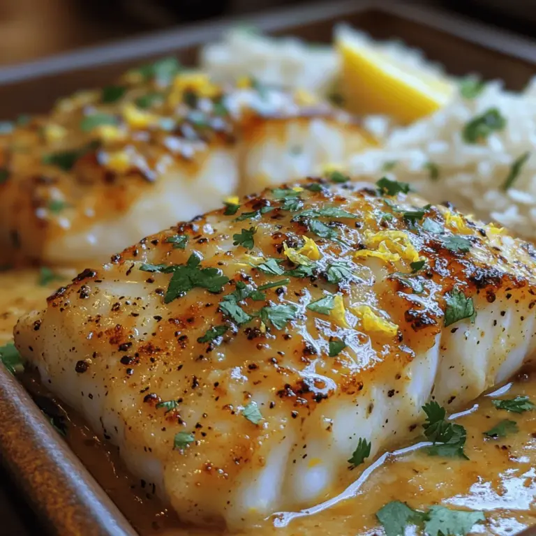 Dive into the delightful world of seafood with our Tasty Baked Cod in Coconut Lemon Cream Sauce. This dish represents a harmonious blend of flavors that will tantalize your taste buds and impress your guests. The mild and flaky texture of cod pairs beautifully with a rich coconut sauce, enhanced with zesty lemon and a medley of aromatic spices. Whether you’re planning a cozy weeknight dinner or a festive gathering, this recipe is sure to be a showstopper on your dining table.