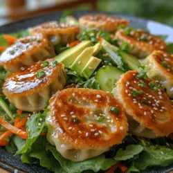 If you’re in search of a dish that artfully combines the crunch of crispy potstickers with the freshness of a vibrant salad, look no further than the Crispy Potsticker Salad with Zesty Sesame Dressing. This innovative recipe captures the essence of Asian-inspired cuisine while delivering a delightful burst of flavors and textures. Picture crisp greens, bright vegetables, and golden-brown potstickers all mingling together in a zesty, sesame-infused dressing. This salad isn’t just a meal; it’s an experience that tantalizes the taste buds and nourishes the body.