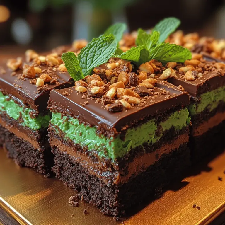 The Choco-Mint Brownie Refrigerator Cake is a delightful dessert that perfectly marries the rich, indulgent flavors of chocolate with the refreshing coolness of mint. This no-bake cake is not only a feast for the eyes but also a treat for the palate, making it an ideal choice for gatherings, celebrations, or simply a sweet indulgence at home. Its layered composition provides a satisfying contrast between the fudgy brownie base and the creamy mint layer, ensuring every bite is a delicious experience.