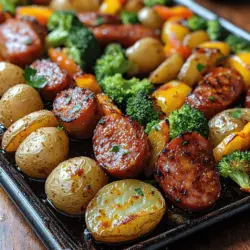 In the realm of quick and satisfying meals, few dishes can rival the ease and deliciousness of a sheet pan recipe. The Sizzling Kielbasa & Veggie Sheet Pan Delight combines hearty kielbasa with a colorful medley of vegetables, all roasted together to create an enticing, flavorful experience. This dish epitomizes the concept of one-pan meals, providing a hassle-free cooking experience without sacrificing flavor or nutrition.