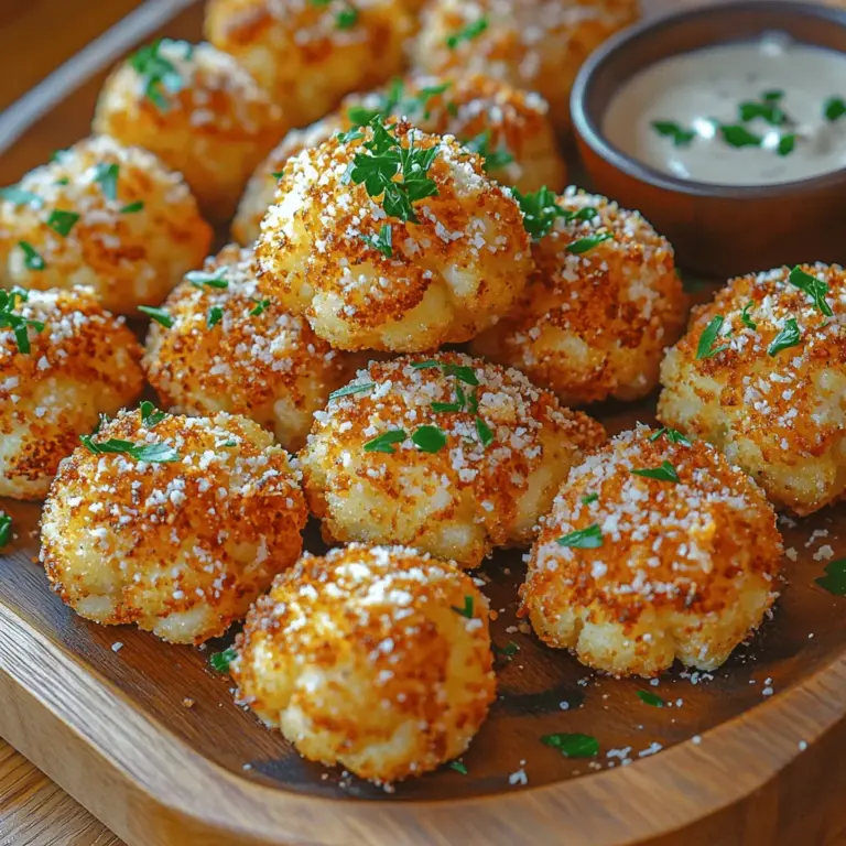 In the world of culinary delights, cauliflower has emerged as a versatile superstar. Once overshadowed by its vibrant vegetable counterparts, cauliflower has surged in popularity, finding its way into everything from pizza crusts to rice alternatives. This cruciferous vegetable is not only adaptable in flavor but also highly nutritious, making it a favorite among health-conscious cooks and food enthusiasts alike. Today, we introduce you to a delightful preparation that showcases cauliflower in a whole new light: Crunchy Garlic Parmesan Cauliflower Bites.