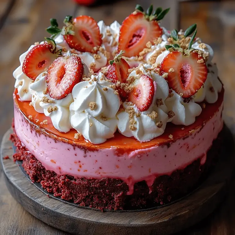 When it comes to desserts that impress, few creations hold the allure of a decadent cheesecake. Among the myriad of options available, the Decadent Red Velvet Strawberry Cheesecake stands out as a show-stopping delight that combines the best of two beloved flavors: rich red velvet and creamy strawberry cheesecake. This dessert is not just a treat for the palate; it is a feast for the eyes, presenting a vibrant red hue that is sure to captivate anyone at your gathering. Whether you're celebrating a birthday, hosting a holiday dinner, or simply indulging in a special moment, this cheesecake is guaranteed to elevate your dessert game.