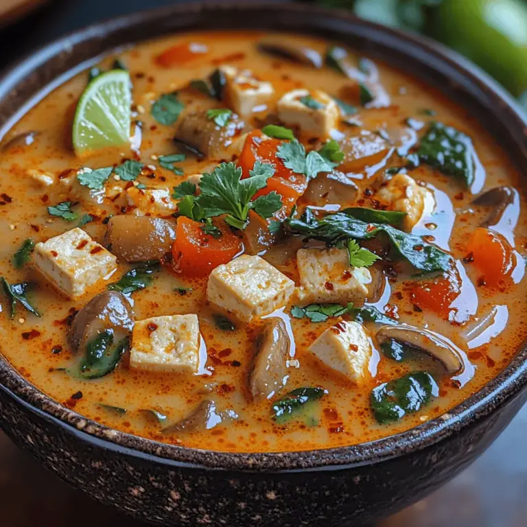 Exploring the role of each ingredient provides insight into the dish's flavor profile and nutritional benefits. The magic of Spicy Thai Bliss Red Curry Soup lies in its carefully selected ingredients, each contributing to the vibrant flavors and health benefits of the dish.