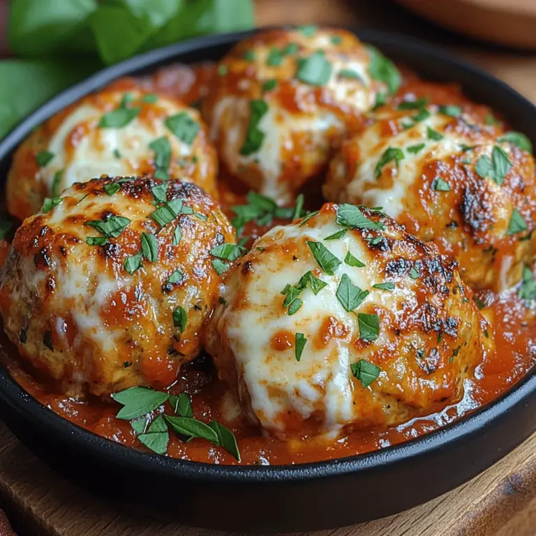 Chicken Parmesan Meatballs are an innovative twist on the beloved Chicken Parmesan dish. While traditional Chicken Parmesan features breaded and fried chicken cutlets topped with marinara sauce and melted cheese, this recipe transforms those elements into bite-sized meatballs. The beauty of these meatballs lies in their adaptability; they can be served in various ways. Enjoy them as an appetizer at a party, paired with a side of marinara for dipping, or as a main course, nestled atop a bed of spaghetti or alongside a fresh garden salad.