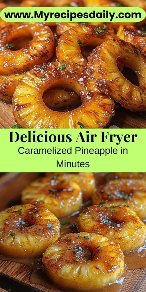 Discover the joy of making Sweet & Simple Air Fryer Caramelized Pineapple, a delicious and visually stunning dessert. This recipe features juicy pineapple coated in a rich caramelized blend of brown sugar, cinnamon, and vanilla, all prepared in a healthy air fryer. Enjoy it on its own or as a topping for pancakes, ice cream, or grilled meats. Perfect for any occasion, this quick and easy treat offers a burst of tropical flavor while keeping the guilt at bay.