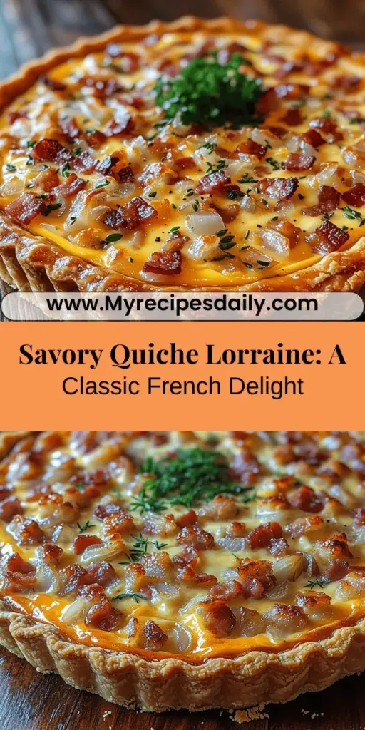 Discover the rich flavors of a Classic Quiche Lorraine with this simple and delightful recipe! This iconic French dish combines crispy bacon, creamy custard, and nutty Gruyère cheese in a flaky crust, making it perfect for any meal. Enjoy it at brunch, lunch, or dinner, and explore variations to suit your taste with veggies or different cheeses. Dive into culinary history and bring a touch of French flair to your dining table with this classic quiche!