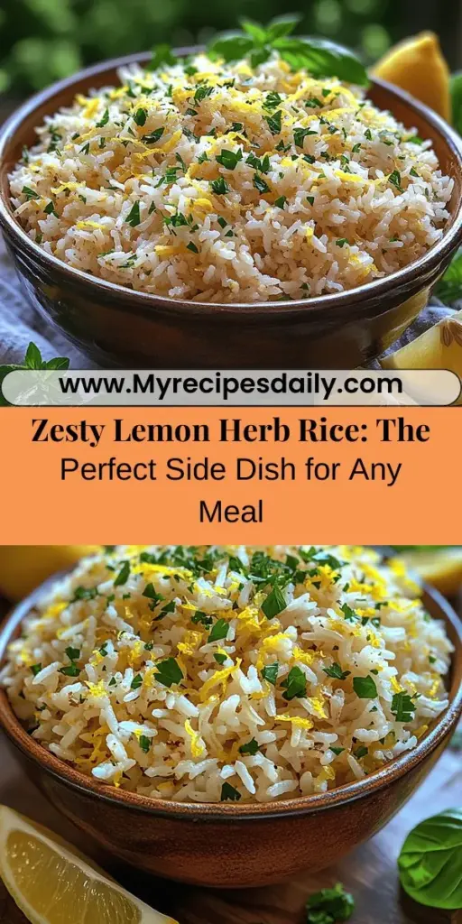 Discover the vibrant flavors of Zesty Lemon Herb Rice, a refreshing side dish that elevates any meal! This simple recipe combines fluffy basmati rice with fragrant herbs, zesty lemon juice, and savory aromatics like garlic and onion. Perfect for pairing with grilled meats or roasted vegetables, it's nutritious and easy to customize. Learn how to make this delightful dish and bring a burst of color and flavor to your dinner table. Happy cooking!