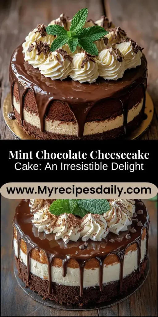 Discover the magic of flavors with this Mint Chocolate Cheesecake Cake recipe! This delightful dessert combines luscious chocolate cake layers with a creamy mint cheesecake filling, topped with a rich mint chocolate ganache and a fluffy whipped cream finish. Perfect for any celebration, this cake is not only a feast for the eyes but also a delicious treat that balances sweetness and freshness. Get ready to impress your friends and family with this showstopper!