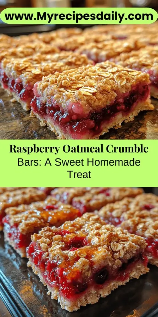 Discover the charm of homemade desserts with these delightful Raspberry Oatmeal Crumble Bars. Featuring a chewy oat base, vibrant raspberry filling, and a crumbly topping, these bars are both delicious and nutritious. Perfect for any occasion, they are easy to prepare and sure to impress family and friends. Enjoy a sweet indulgence that's guilt-free, packed with wholesome ingredients, and bursting with flavor. Try this recipe today and savor the joy of baking!