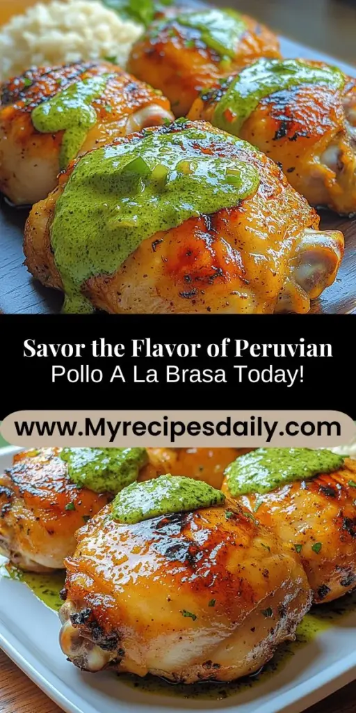 Dive into the vibrant world of Peruvian cuisine with Pollo A La Brasa, a beloved rotisserie chicken dish that's a true cultural icon. This flavorful recipe features marinated chicken grilled to perfection, complemented by a zesty green sauce that adds a refreshing twist. Perfect for gatherings, this dish brings family and friends together with its succulent meat and crispy skin. Discover the secrets to this culinary delight and impress your loved ones with an unforgettable meal.