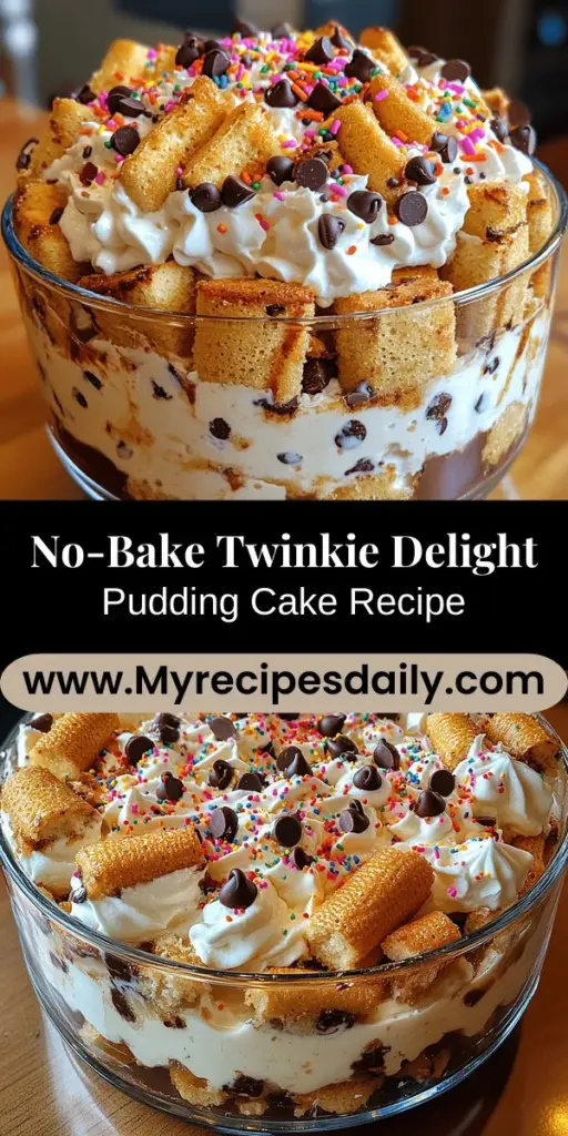 Discover the joy of nostalgia with Twinkie Delight Pudding Cake, an indulgent no-bake dessert that’s as simple to make as it is delicious. This delightful treat features layers of creamy pudding, fluffy whipped cream, and soft Twinkies, creating a luscious dessert that will impress everyone. Perfect for family gatherings, parties, or simply treating yourself, this cake is a wonderful way to evoke fond memories while tantalizing your taste buds. Enjoy the ease of preparation and the delightful flavors in this scrumptious treat that’s sure to become a favorite!
