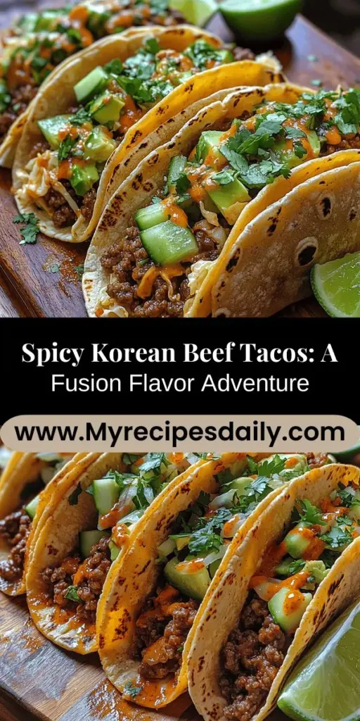 Discover the fusion of Korean and Mexican cuisines with Spicy Korean Beef Tacos, a delicious and easy-to-make dish perfect for any occasion. These tacos feature juicy, marinated beef seasoned with gochujang, complemented by fresh vegetables like crunchy cabbage and refreshing cucumbers. Topped with creamy avocado and zesty lime, each bite is a flavor explosion. Ideal for weeknight dinners or gatherings, this recipe will impress your family and friends alike!