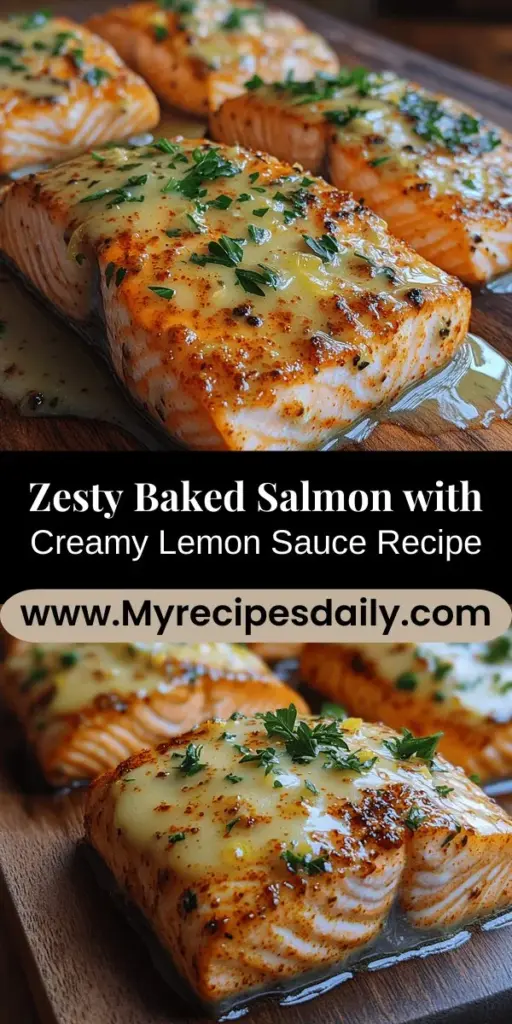 Discover the delicious and healthy Zesty Baked Salmon with Lemon Butter Cream Sauce. This easy-to-follow recipe combines perfectly baked salmon with a rich, tangy sauce that elevates your dining experience. Packed with omega-3 fatty acids and essential nutrients, this dish is not only flavorful but also nourishing. Ideal for both weeknight meals and special occasions, it's a must-try for any seafood lover. Impress your family and friends with this simple yet gourmet meal!