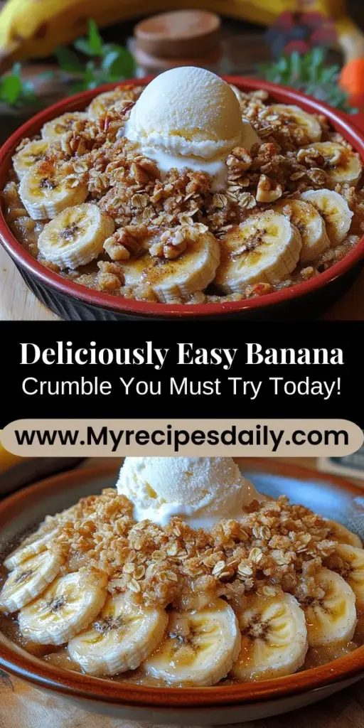 Discover the joy of baking with this Delightful Banana Crumble recipe! This simple yet scrumptious dessert combines ripe bananas with a buttery, crunchy topping for a warm, comforting treat. Perfect for cozy family gatherings or elegant dinner parties, it’s quick to make and sure to impress. With easy-to-find ingredients and a few simple steps, you can create a delicious dessert that everyone will love. Serve warm with vanilla ice cream for a delightful touch!