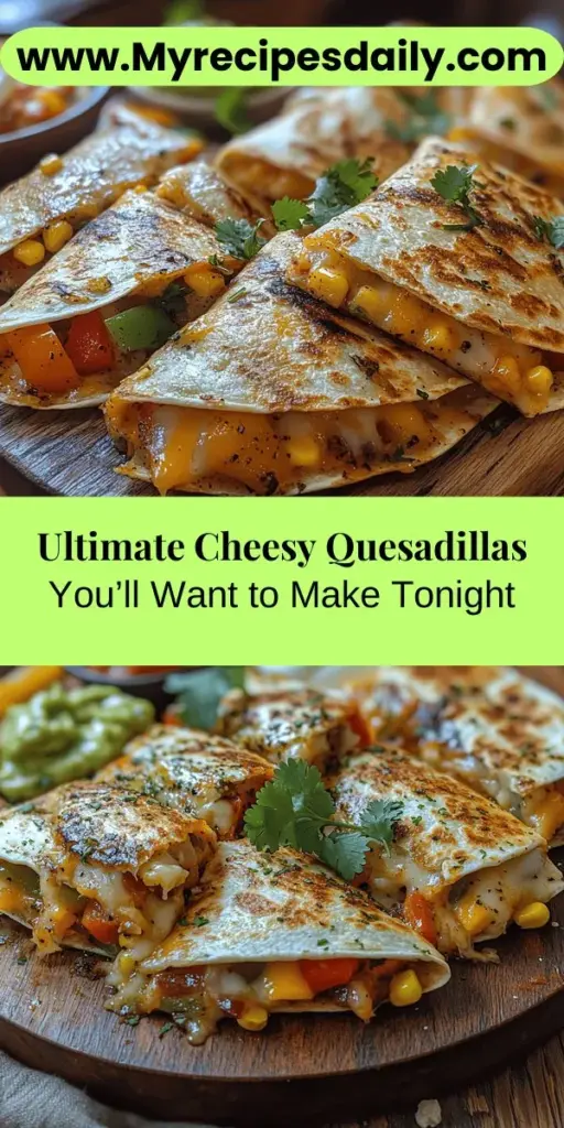 Discover the ultimate cheesy quesadilla recipe that transforms simple ingredients into a mouthwatering delight. With crispy tortillas, gooey cheese, and customizable fillings like grilled chicken and colorful veggies, this dish is perfect for snacks, meals, or party appetizers. Learn how to create the ideal blend of flavors and textures with easy step-by-step instructions. Get ready to indulge in cheesy goodness that everyone will love! Enjoy making these delicious quesadillas for any occasion.