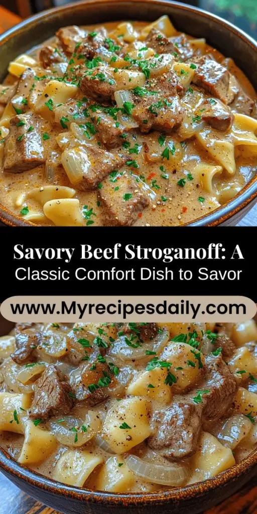 Discover the warm and comforting world of beef stroganoff with this Savory Beef Stroganoff Delight recipe. Perfect for family dinners or special occasions, this dish features tender beef sirloin, earthy mushrooms, and a rich creamy sauce served over egg noodles. Rooted in Russian cuisine, its history and versatility allow for beautiful variations across cultures, making it a classic that invites love and creativity into your kitchen. Perfect for sharing with loved ones!
