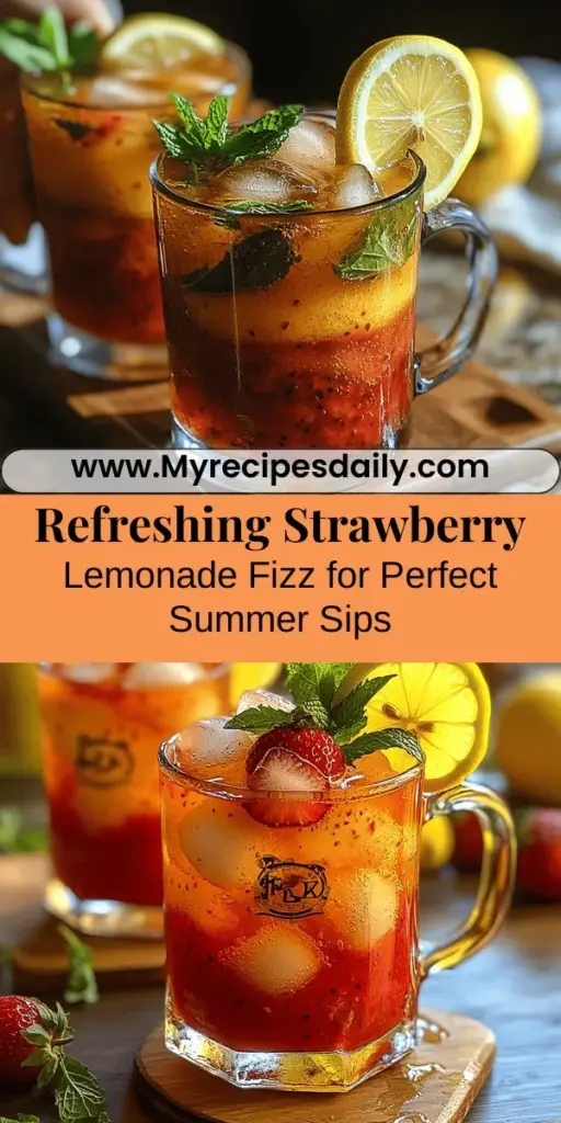 Beat the heat this summer with a refreshing Strawberry Lemonade Fizz! This bubbly drink combines sweet strawberries and tangy lemons, crafted from fresh ingredients for the ultimate thirst quencher. Perfect for picnics, barbecues, or a day by the pool, this vibrant beverage adds a splash of joy to any occasion. Learn to make it from scratch with our simple recipe and enjoy the delightful balance of flavors that captures the essence of summer in every sip.