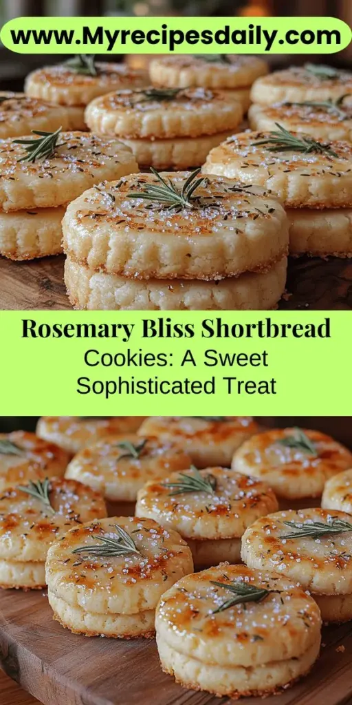 Discover the unique charm of Rosemary Bliss Shortbread Cookies, a delightful twist on a classic treat. With buttery richness and the savory essence of fresh rosemary, these cookies bring sophistication to any occasion. Perfect for tea parties, holiday gatherings, or a cozy snack, they are sure to impress everyone. Easy to make and absolutely scrumptious, these flavorful cookies invite creativity—try adding lemon zest for an extra zing. Bake some today and fill your home with delightful aromas!