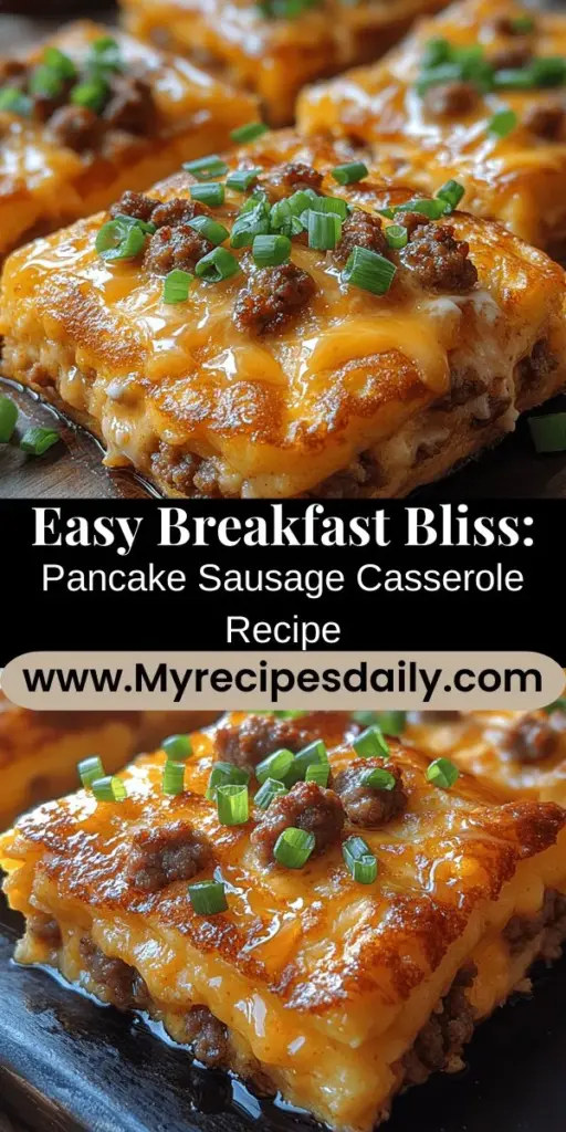 Start your day with the irresistible Breakfast Bliss Pancake Sausage Casserole, a delicious blend of fluffy pancakes and savory sausage. Perfect for family gatherings or busy mornings, this make-ahead dish combines the best breakfast flavors into one hearty meal. Made with quality ingredients like maple syrup, eggs, and cheddar cheese, it’s both satisfying and customizable. Experience a delightful breakfast that will have everyone asking for seconds!