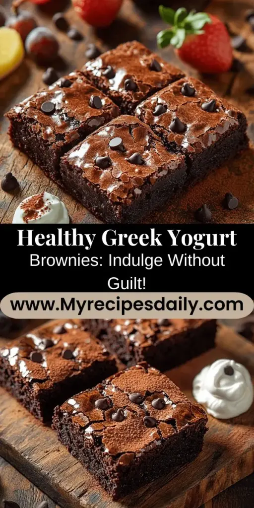Indulge your sweet tooth guilt-free with these deliciously healthy Greek Yogurt Brownies. Packed with protein and probiotics, Greek yogurt enhances the flavor while whole wheat flour adds beneficial fiber. This easy recipe combines rich cocoa, natural sweeteners, and optional dark chocolate chips for an irresistible dessert that's nutritious too. Perfect for post-workout or a family treat, these brownies are sure to impress while keeping your health goals in check. Enjoy a satisfying sweet that you can feel good about!