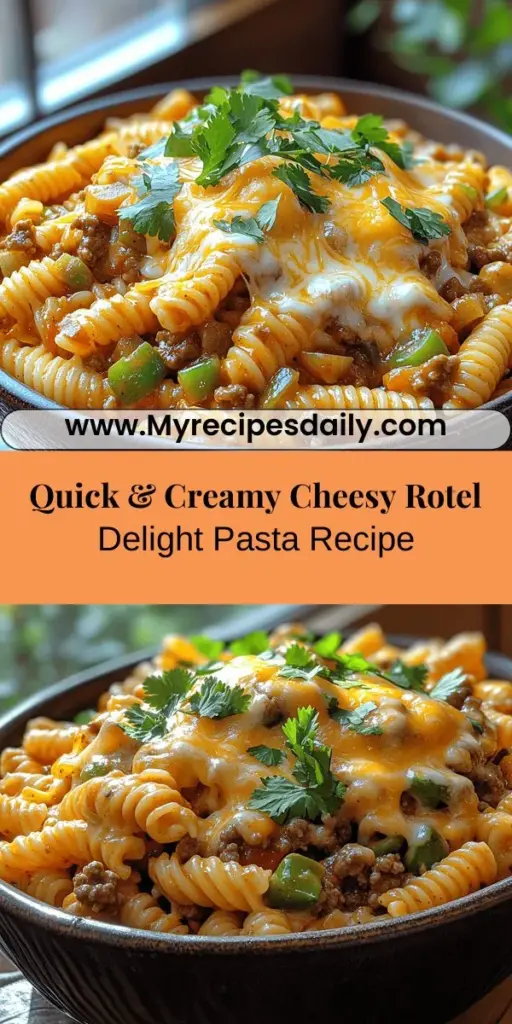 Discover the ultimate comfort food with Cheesy Rotel Delight Pasta, a quick and easy dish perfect for busy weeknights or family gatherings. Ready in under 30 minutes, this recipe combines pasta, creamy cheese, and zesty Rotel tomatoes, creating a mouthwatering meal everyone will love. Customize it with your choice of proteins and vegetables to make it your own. Enjoy a bowl of cheesy goodness and delight every time you serve it!