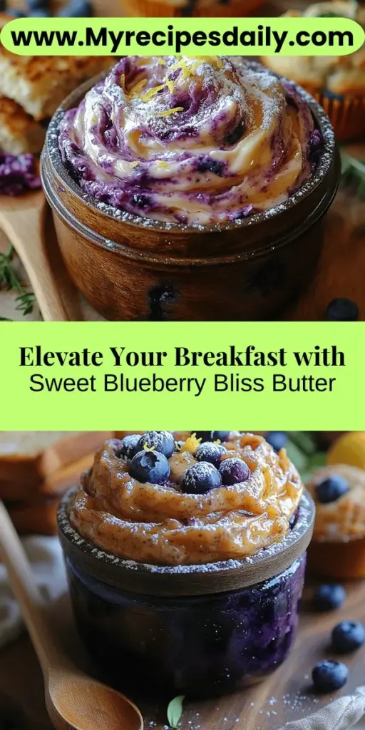 Discover the delightful world of Sweet Blueberry Bliss Butter! This vibrant and creamy spread transforms any meal into a gourmet experience with its unique blend of fresh blueberries, unsalted butter, and a touch of powdered sugar. Perfect for slathering on warm croissants or pancakes, this versatile butter brings a burst of flavor to both sweet and savory dishes. With just a few simple ingredients, you can create a luscious treat that adds joy to your breakfast or brunch gatherings. Experience the bliss today!