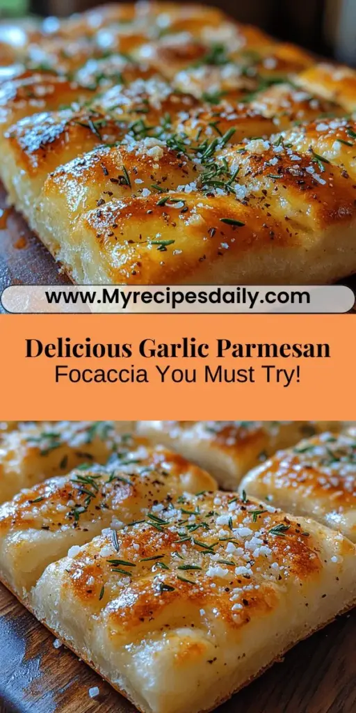 Discover the delicious world of homemade Garlic Parmesan Focaccia with this easy recipe that combines the rich flavors of garlic and nutty Parmesan cheese. Perfect for any meal, this versatile Italian flatbread features a crispy golden crust and a soft, airy interior. Simple enough for novice bakers, this recipe emphasizes high-quality ingredients and offers room for customization. Elevate your bread game and impress your friends and family with this tasty treat that’s sure to be a hit!