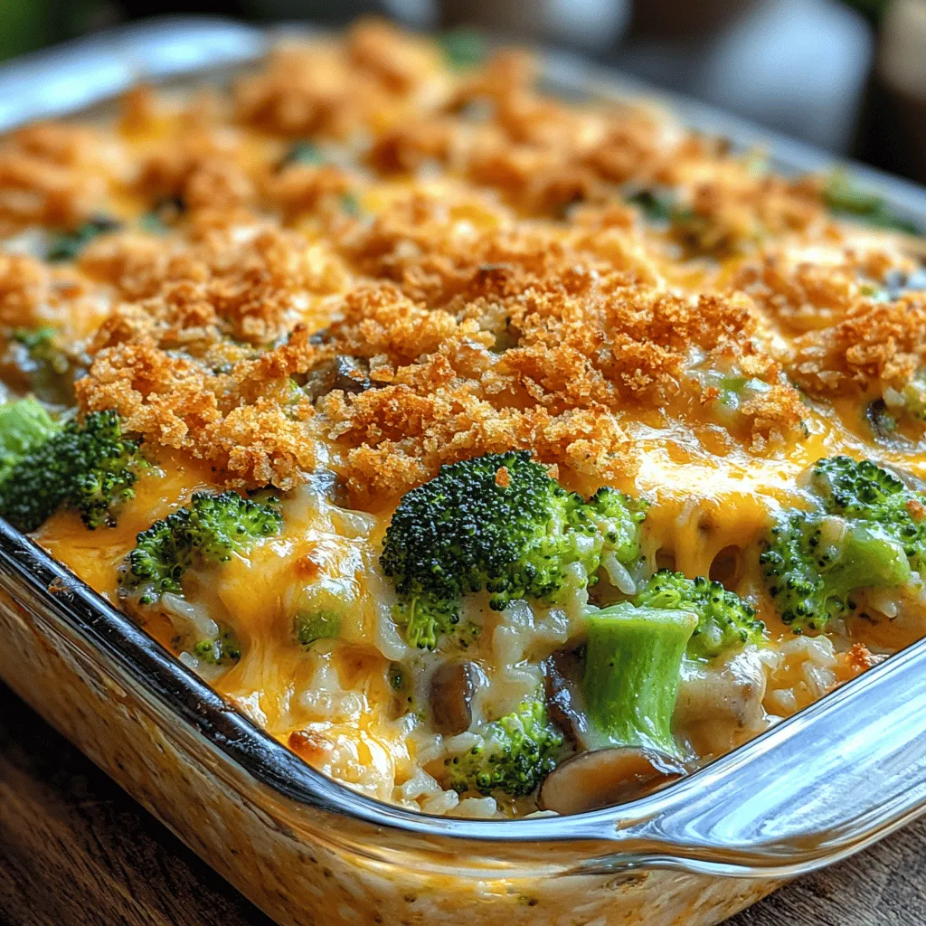 Cheesy Broccoli and Rice Casserole is a quintessential comfort food that brings warmth and satisfaction to the dining table. This dish combines the earthy flavors of broccoli with the creamy, gooey goodness of cheese and the heartiness of rice, making it a favorite among families and friends alike. Whether served as a side dish or a main course, this casserole is versatile enough to fit any occasion. It’s particularly popular during the colder months when the need for cozy meals is at its peak, but it can truly be enjoyed year-round.