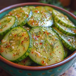 Crunchy Garlic Dill Cucumbers are a delightful and refreshing addition to any meal, celebrated for their simplicity and versatility. Whether served as a side dish, a snack, or a topping for sandwiches and burgers, these cucumbers elevate ordinary meals with their crisp texture and vibrant flavor. The recipe embodies the essence of summer, making it a perfect way to utilize fresh produce while providing a delicious way to beat the heat.