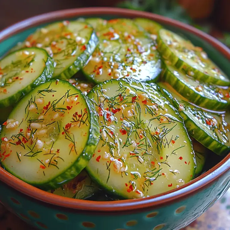 Crunchy Garlic Dill Cucumbers are a delightful and refreshing addition to any meal, celebrated for their simplicity and versatility. Whether served as a side dish, a snack, or a topping for sandwiches and burgers, these cucumbers elevate ordinary meals with their crisp texture and vibrant flavor. The recipe embodies the essence of summer, making it a perfect way to utilize fresh produce while providing a delicious way to beat the heat.