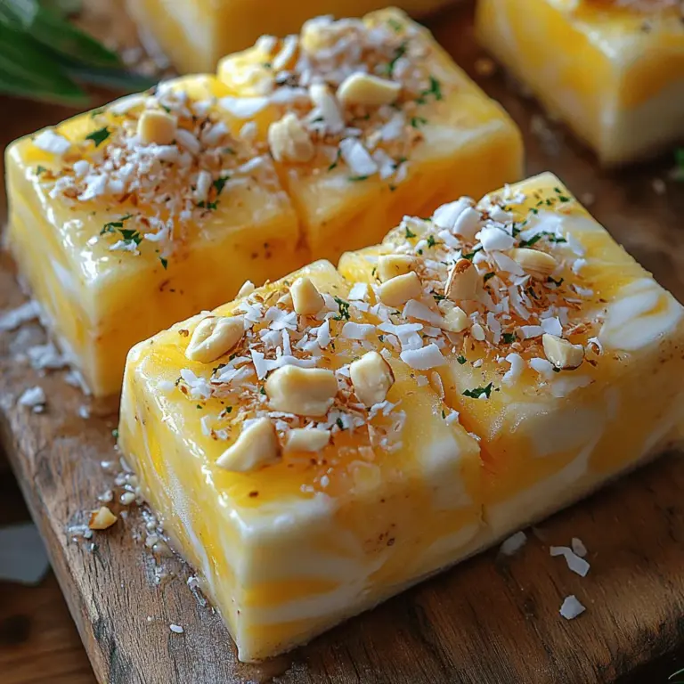 Pineapple, often hailed as the king of tropical fruits, is known for its sweet, tangy flavor and juicy texture. It brings a burst of sunshine to any dish, making it a perfect base for frozen desserts. Combined with Greek yogurt, which adds a rich creaminess, these bars strike an ideal balance between indulgence and health. With every bite, you can savor the tropical essence, transporting you to a sun-soaked beach, even if you're just sitting at home.