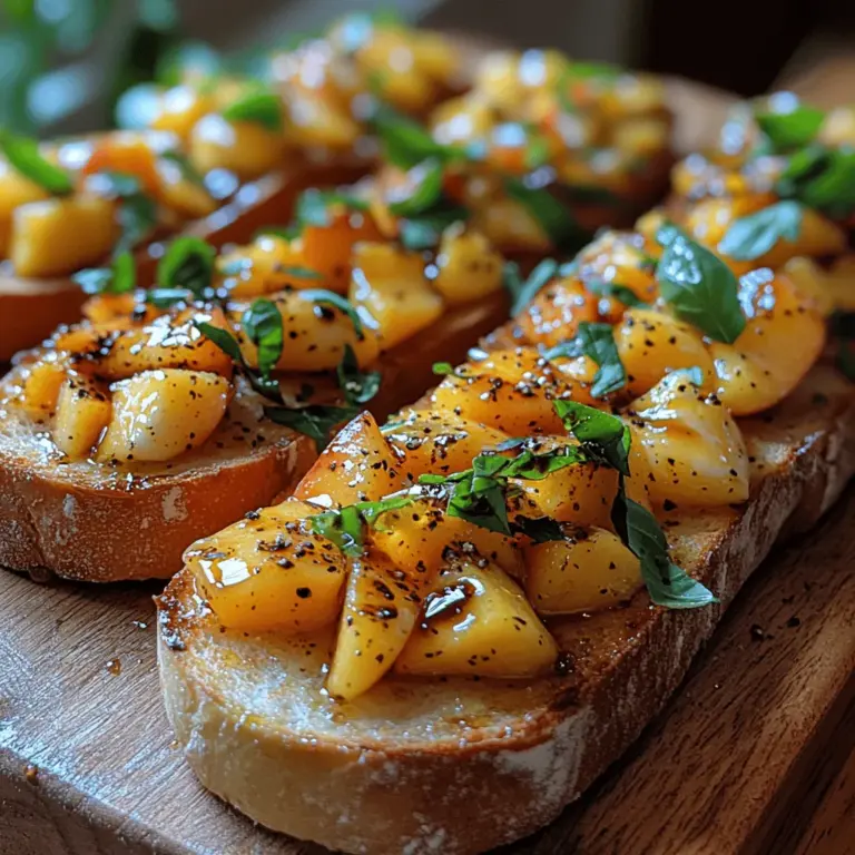 Toasting the baguette slices is a crucial step in crafting the perfect Fresh Peach Bruschetta. The ideal toast should be crispy on the outside while remaining soft and airy on the inside. There are two primary methods for achieving this delightful texture: using an oven or a grill.